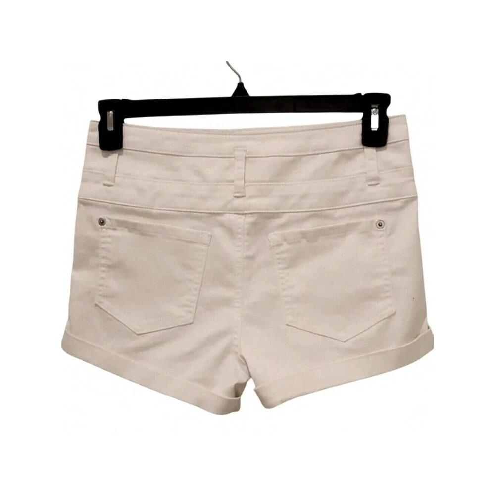 Junior White Denim Shorts High Waist Three Button